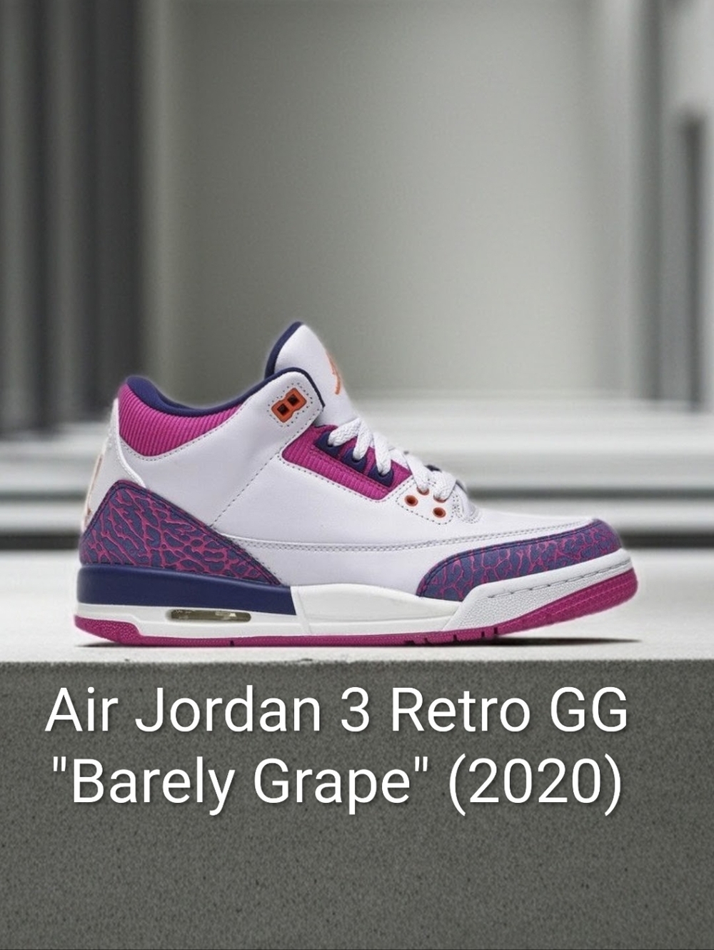 Air Jordan 3 Retro GG "Barely Grape" (2020) M6Y/W7.5 NEW W/OG BOX - Picture 1 of 11